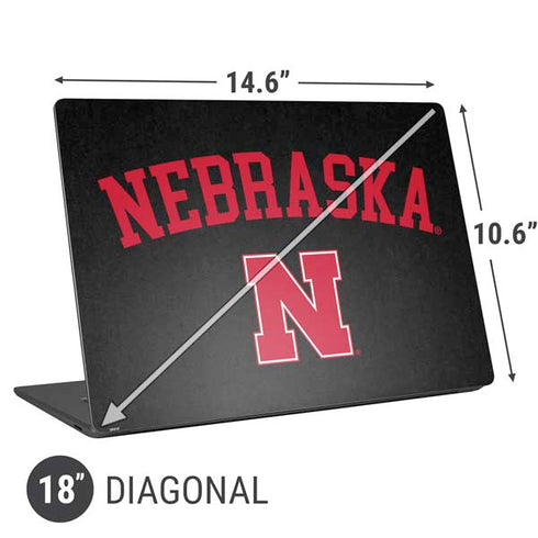 University of Nebraska Collegiate Text Black Universal Laptop 18in (14.6 x 10.6in) Skin