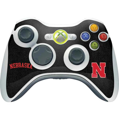 University of Nebraska Collegiate Text Black Xbox 360 Wireless Controller Skin