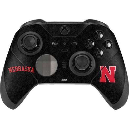 University of Nebraska Collegiate Text Black Xbox Elite Wireless Controller Series 2 Skin