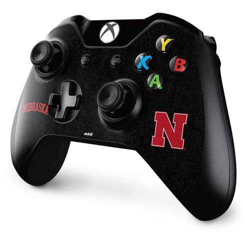 University of Nebraska Collegiate Text Black Xbox One Controller Skin