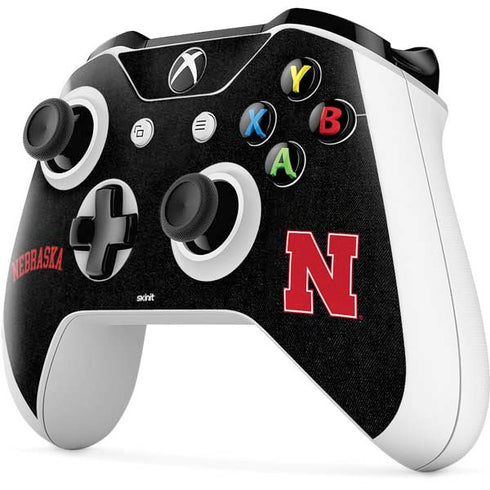 University of Nebraska Collegiate Text Black Xbox One S All-Digital Edition Bundle Skin