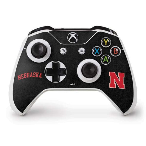 University of Nebraska Collegiate Text Black Xbox One S Controller Skin