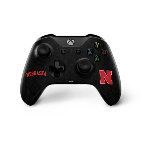 University of Nebraska Collegiate Text Black Xbox One X Controller Skin