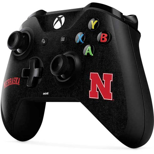 University of Nebraska Collegiate Text Black Xbox One X Controller Skin