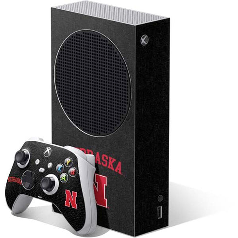 University of Nebraska Collegiate Text Black Xbox Series S Bundle Skin