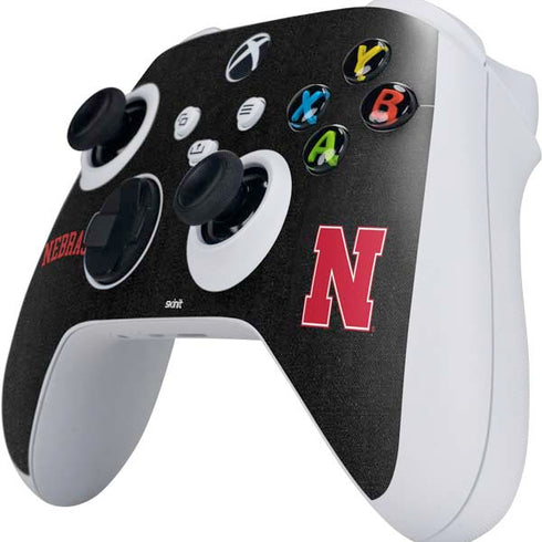 University of Nebraska Collegiate Text Black Xbox Series S Controller Skin