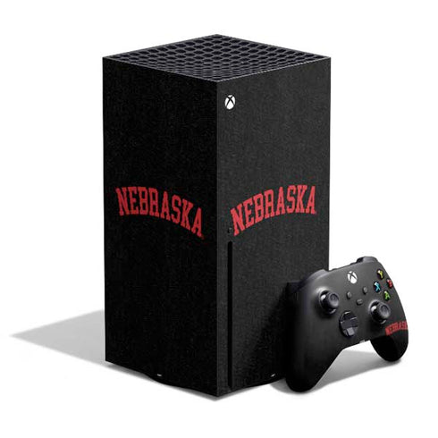 University of Nebraska Collegiate Text Black Xbox Series X Bundle Skin