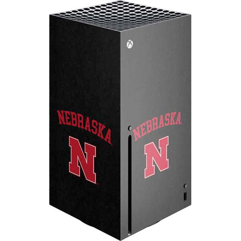 University of Nebraska Collegiate Text Black Xbox Series X Console Skin