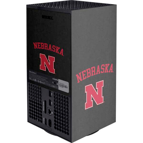 University of Nebraska Collegiate Text Black Xbox Series X Console Skin