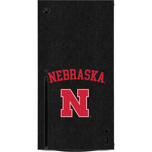 University of Nebraska Collegiate Text Black Xbox Series X Console Skin
