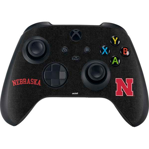 University of Nebraska Collegiate Text Black Xbox Series X Controller Skin