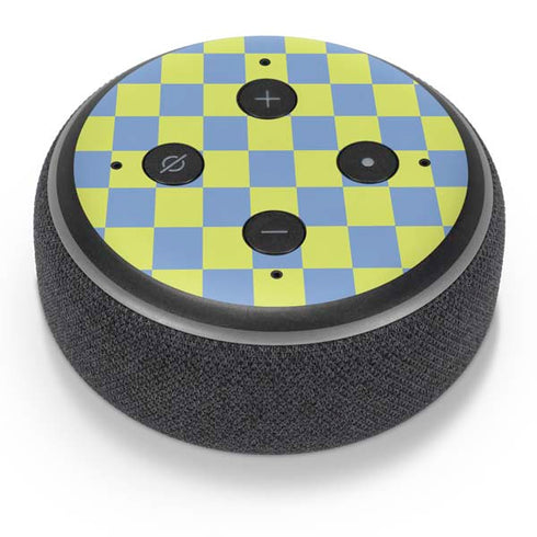 Neon Checkered Amazon Echo Dot Skin