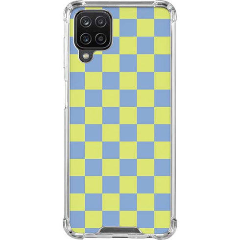 Neon Checkered Galaxy A12 Clear Case