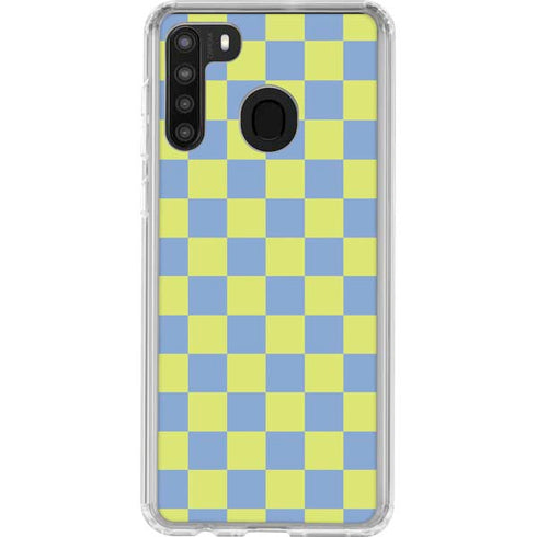 Neon Checkered Galaxy A21 Clear Case