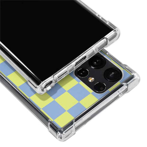 Neon Checkered Galaxy S22 Ultra Clear Case
