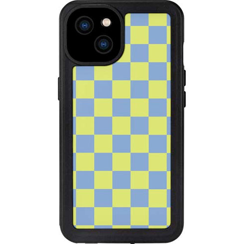 Neon Checkered iPhone 15 Plus Waterproof Case