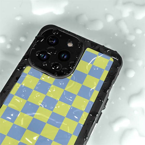 Neon Checkered iPhone 15 Pro Waterproof Case