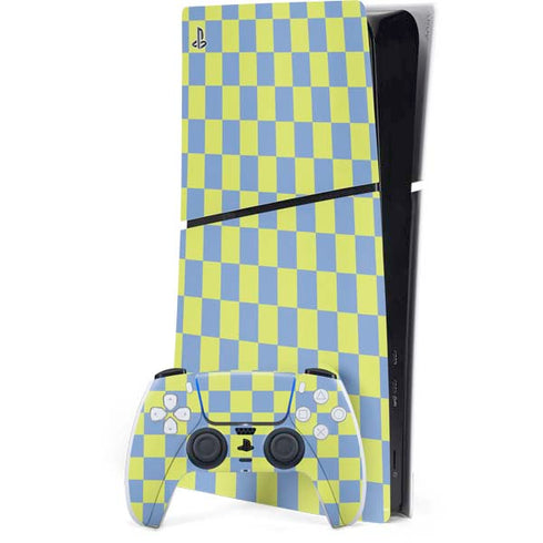 Neon Checkered PS5 Slim Digital Edition Console Skin
