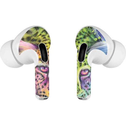 Neon Rainbow Cheetah with Rose by Sheena Pike AirPods Pro 2nd Gen Skin