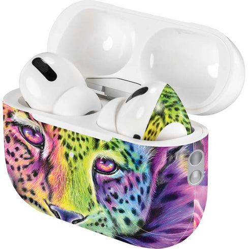 Neon Rainbow Cheetah with Rose by Sheena Pike AirPods Pro 2nd Gen Skin