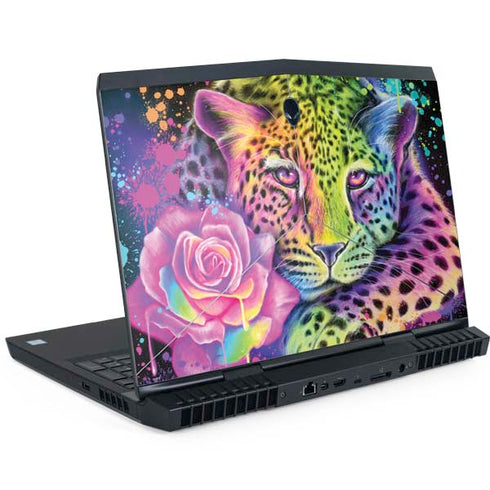 Neon Rainbow Cheetah with Rose by Sheena Pike Dell Alienware Skin