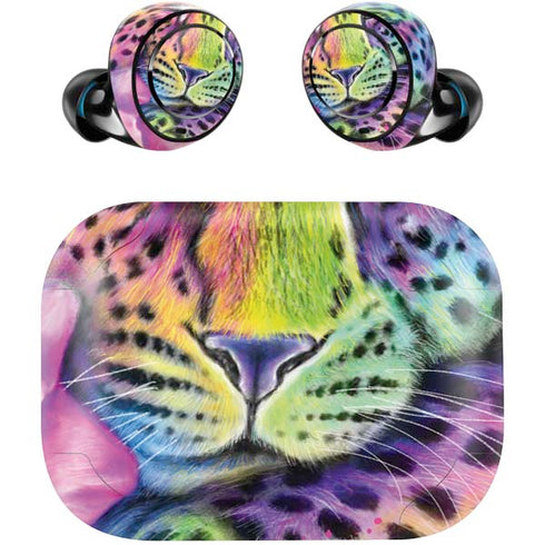 Neon Rainbow Cheetah with Rose by Sheena Pike Amazon Echo Buds Skin