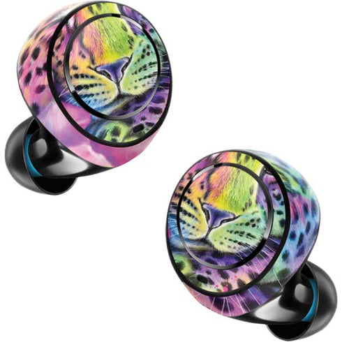 Neon Rainbow Cheetah with Rose by Sheena Pike Amazon Echo Buds Skin