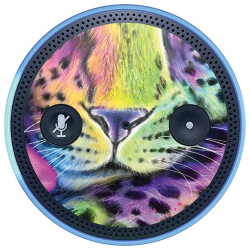 Neon Rainbow Cheetah with Rose by Sheena Pike Amazon Echo Skin