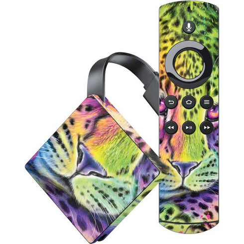 Neon Rainbow Cheetah with Rose by Sheena Pike Amazon Fire TV Skin