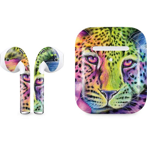 Neon Rainbow Cheetah with Rose by Sheena Pike Apple AirPods 2 Skin