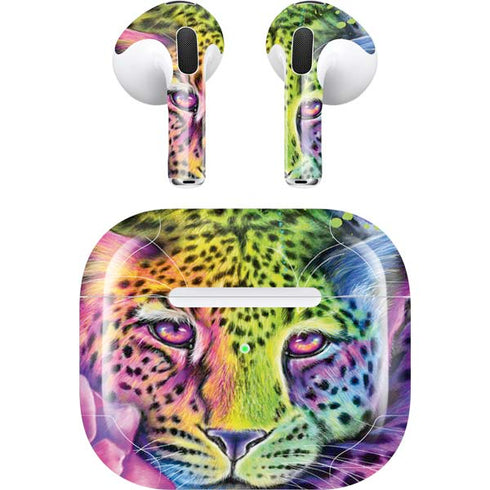 Neon Rainbow Cheetah with Rose by Sheena Pike Apple AirPods (3rd Gen 2021) Skin