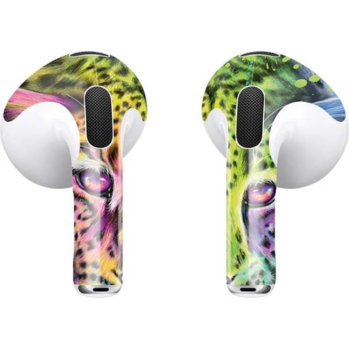 Neon Rainbow Cheetah with Rose by Sheena Pike Apple AirPods (3rd Gen 2021) Skin