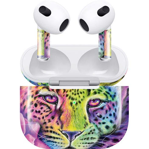 Neon Rainbow Cheetah with Rose by Sheena Pike Apple AirPods (3rd Gen 2021) Skin