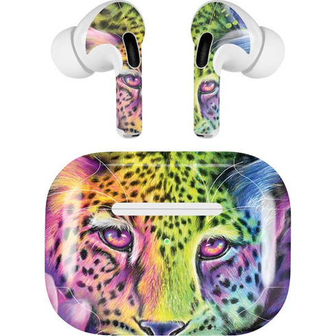 Neon Rainbow Cheetah with Rose by Sheena Pike Apple AirPods Pro Skin