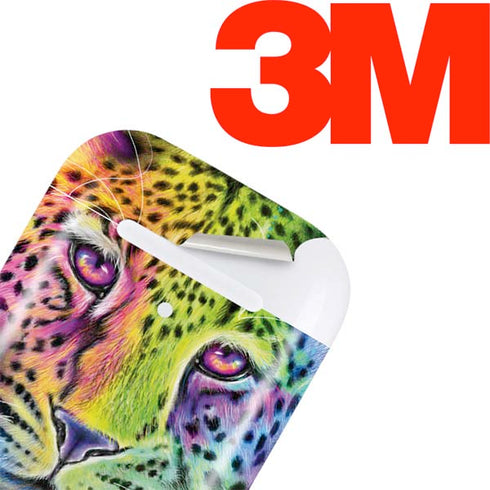 Neon Rainbow Cheetah with Rose by Sheena Pike Apple AirPods Skin