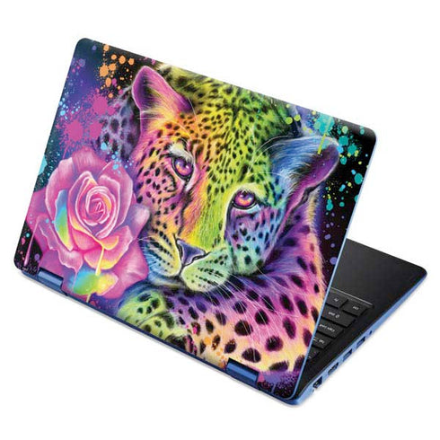 Neon Rainbow Cheetah with Rose by Sheena Pike Aspire R11 11.6in Skin