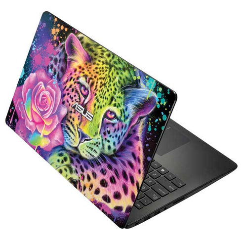 Neon Rainbow Cheetah with Rose by Sheena Pike Asus X502CA 15.6 Skin