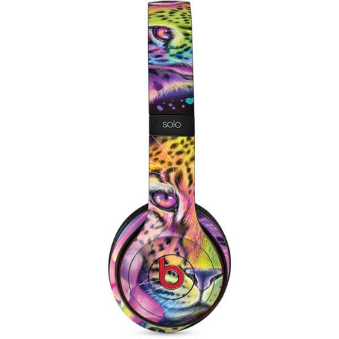 Neon Rainbow Cheetah with Rose by Sheena Pike Beats Solo 2 Wireless Skin