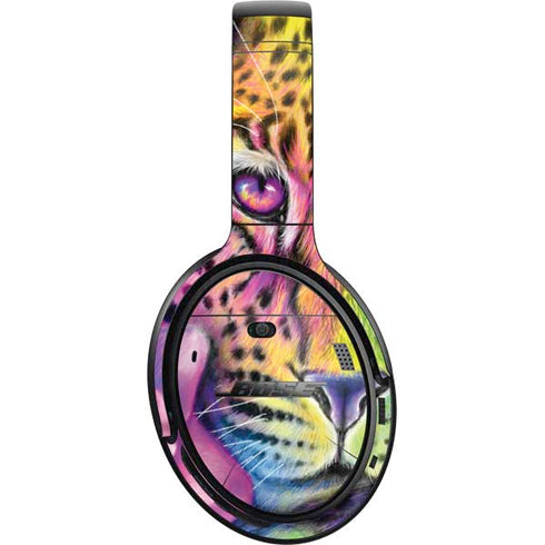 Neon Rainbow Cheetah with Rose by Sheena Pike Bose QuietComfort 35 II Headphones Skin