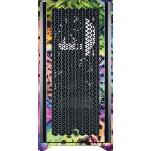 Neon Rainbow Cheetah with Rose by Sheena Pike Corsair 4000D Tempered Glass Mid-Tower ATX Case Skin