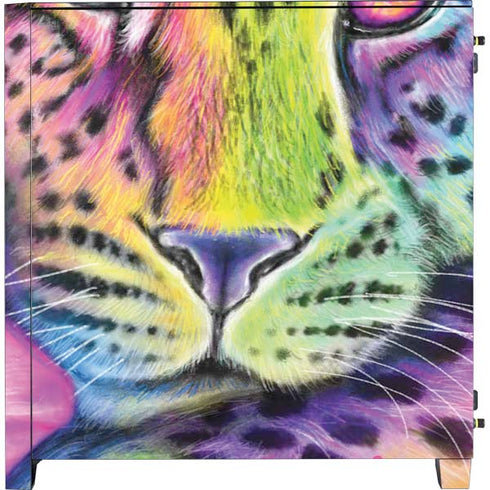 Neon Rainbow Cheetah with Rose by Sheena Pike Corsair 4000D Tempered Glass Mid-Tower ATX Case Skin