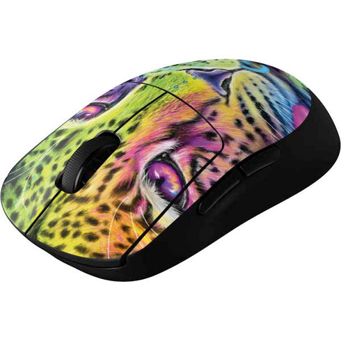 Neon Rainbow Cheetah with Rose by Sheena Pike G Pro Wireless Gaming Mouse Skin