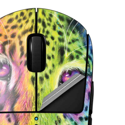 Neon Rainbow Cheetah with Rose by Sheena Pike G Pro Wireless Gaming Mouse Skin