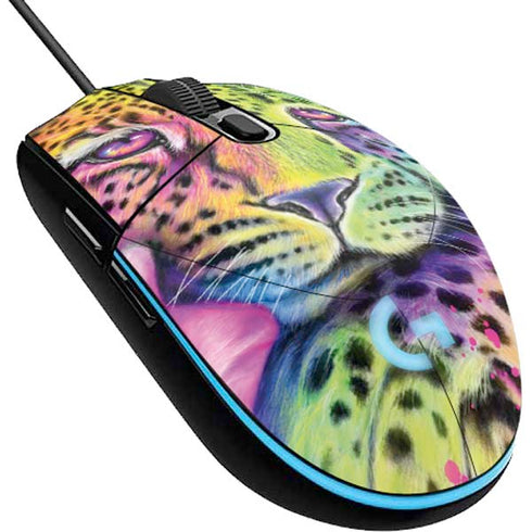 Neon Rainbow Cheetah with Rose by Sheena Pike G203 Prodigy RGB Wired Gaming Mouse Skin