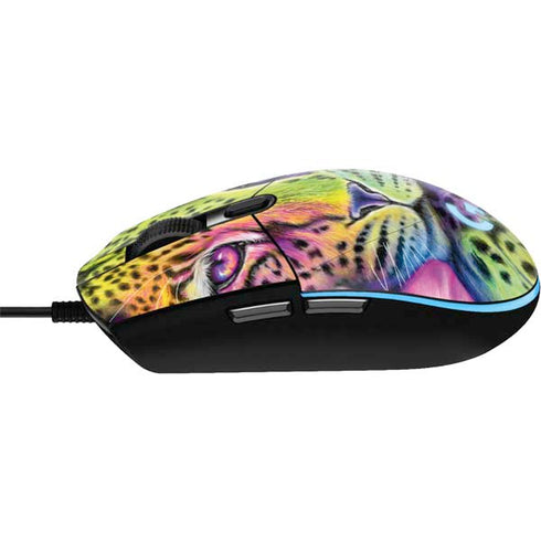 Neon Rainbow Cheetah with Rose by Sheena Pike G203 Prodigy RGB Wired Gaming Mouse Skin