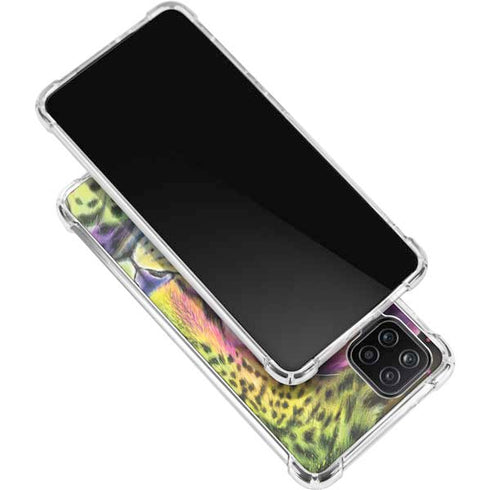 Neon Rainbow Cheetah with Rose by Sheena Pike Galaxy A12 Clear Case
