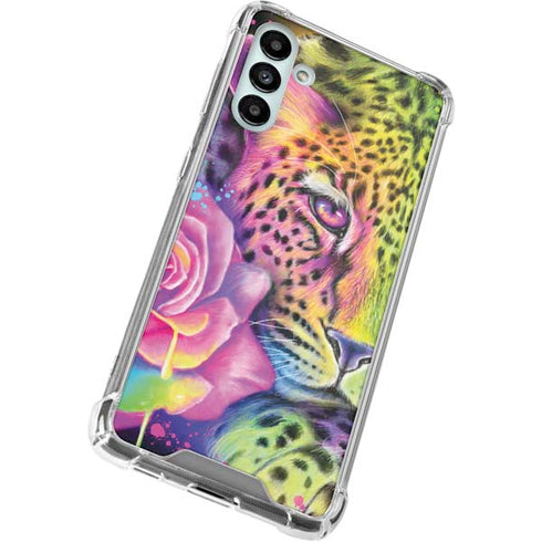 Neon Rainbow Cheetah with Rose by Sheena Pike Galaxy A13 5G Clear Case