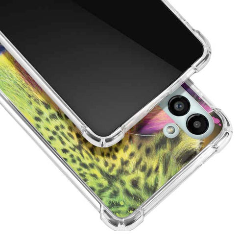Neon Rainbow Cheetah with Rose by Sheena Pike Galaxy A13 5G Clear Case