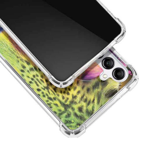 Neon Rainbow Cheetah with Rose by Sheena Pike Galaxy A14 5G Clear Case