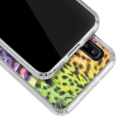 Neon Rainbow Cheetah with Rose by Sheena Pike Galaxy A20 Clear Case
